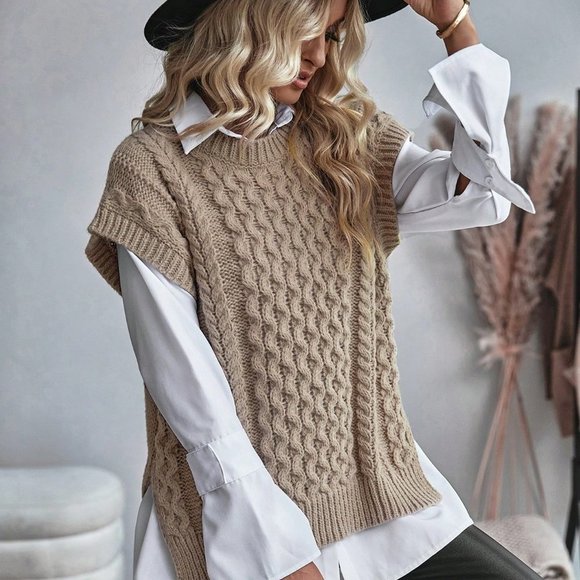 Cable Knit Sweater Vest - Picture 1 of 5